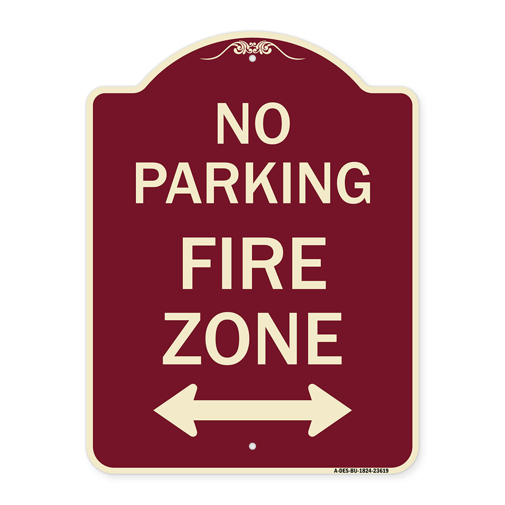 No Parking Fire Zone with Bidirectional Arrow