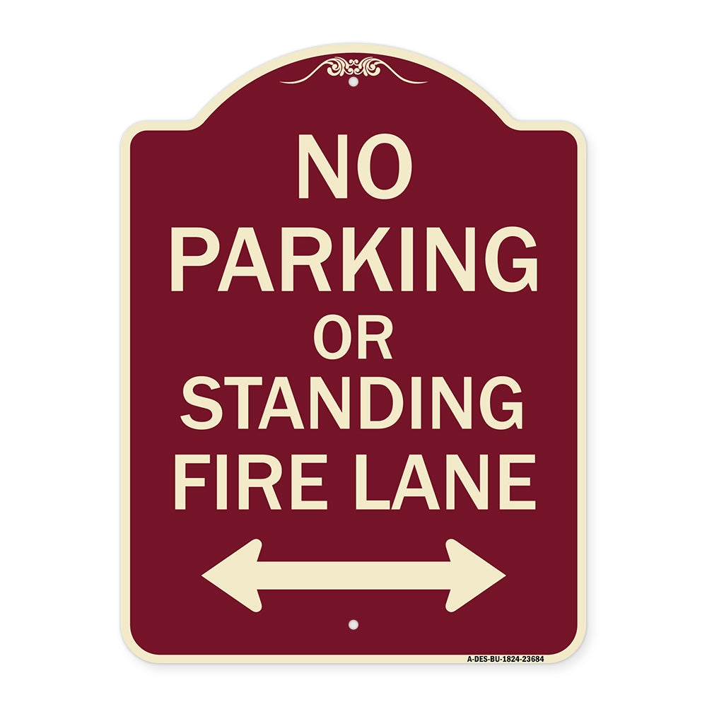 No Parking or Standing Fire Lane (With Bidirectional Arrow)