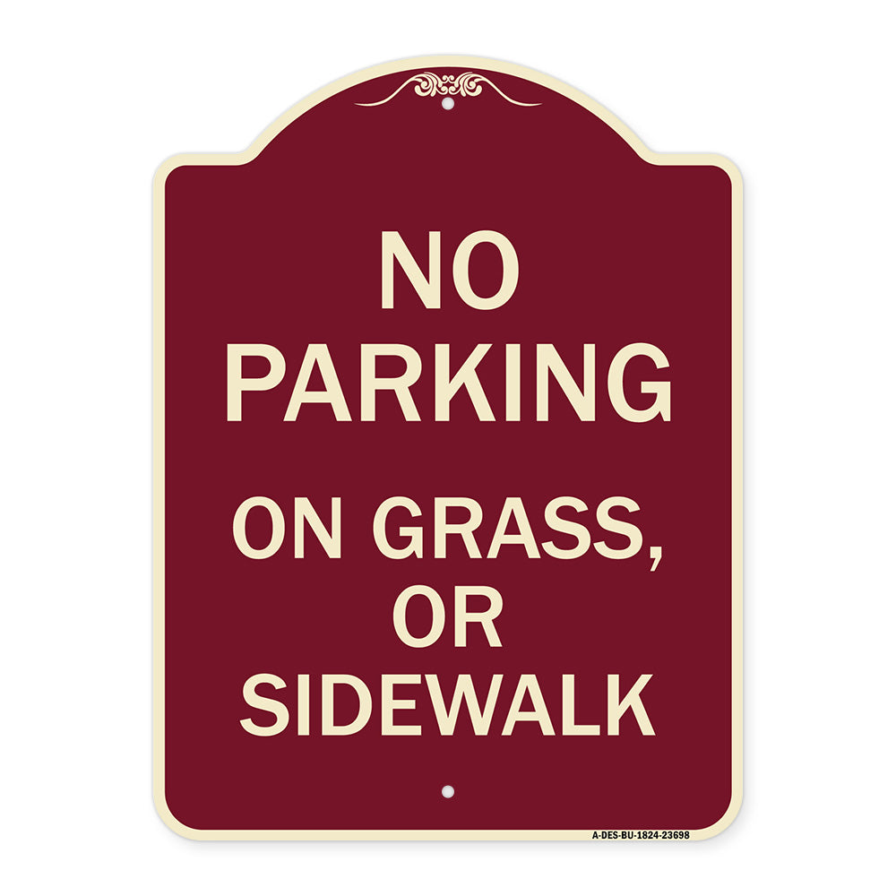 No Parking on Grass or Sidewalk Parking Sign