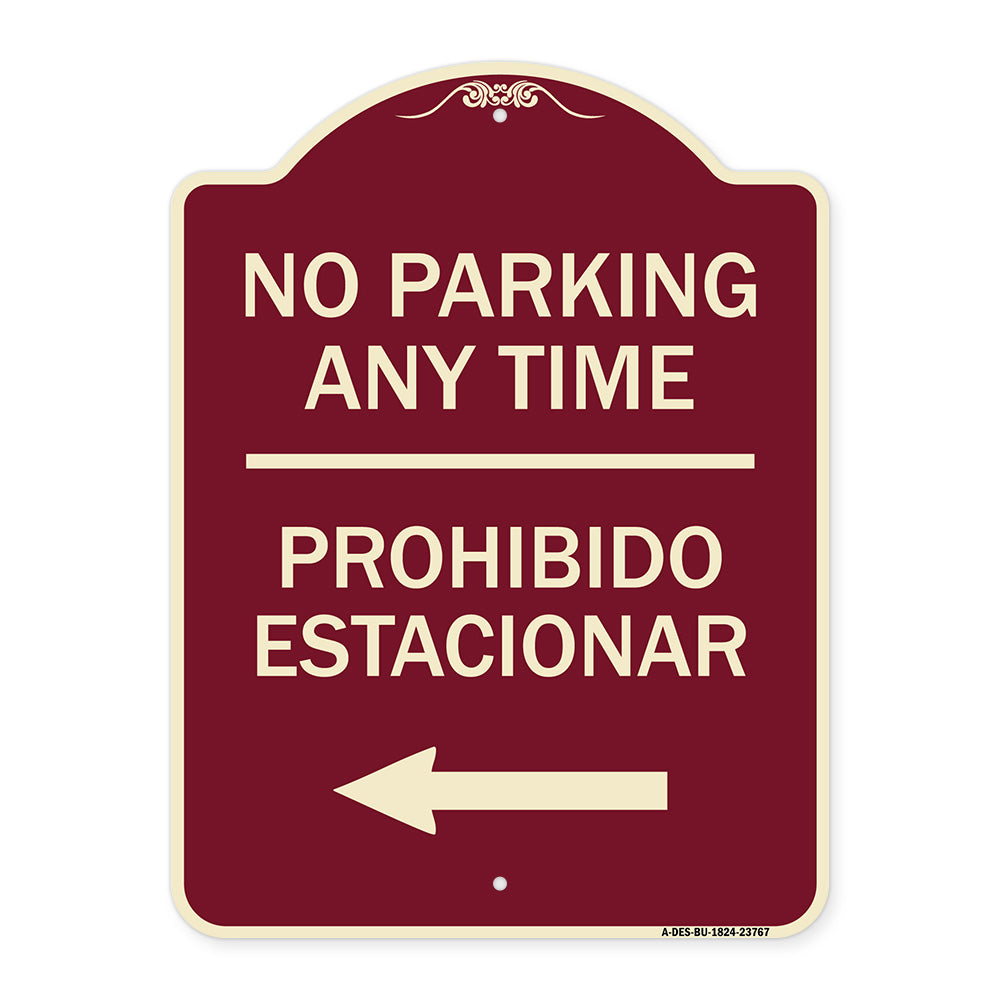 No Parking Anytime Prohibido Estacionar (With Left Arrow)