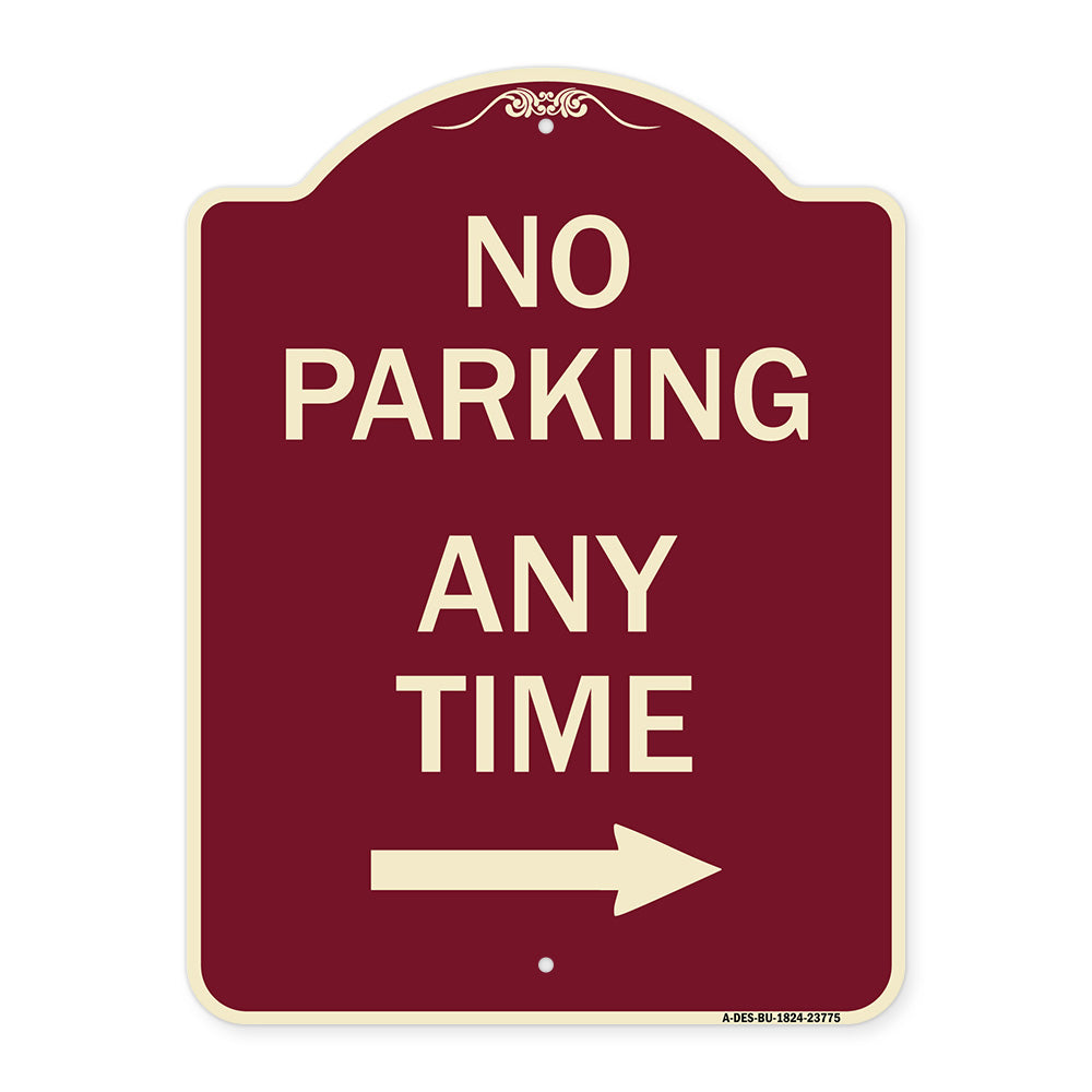 No Parking Anytime with Right Arrow