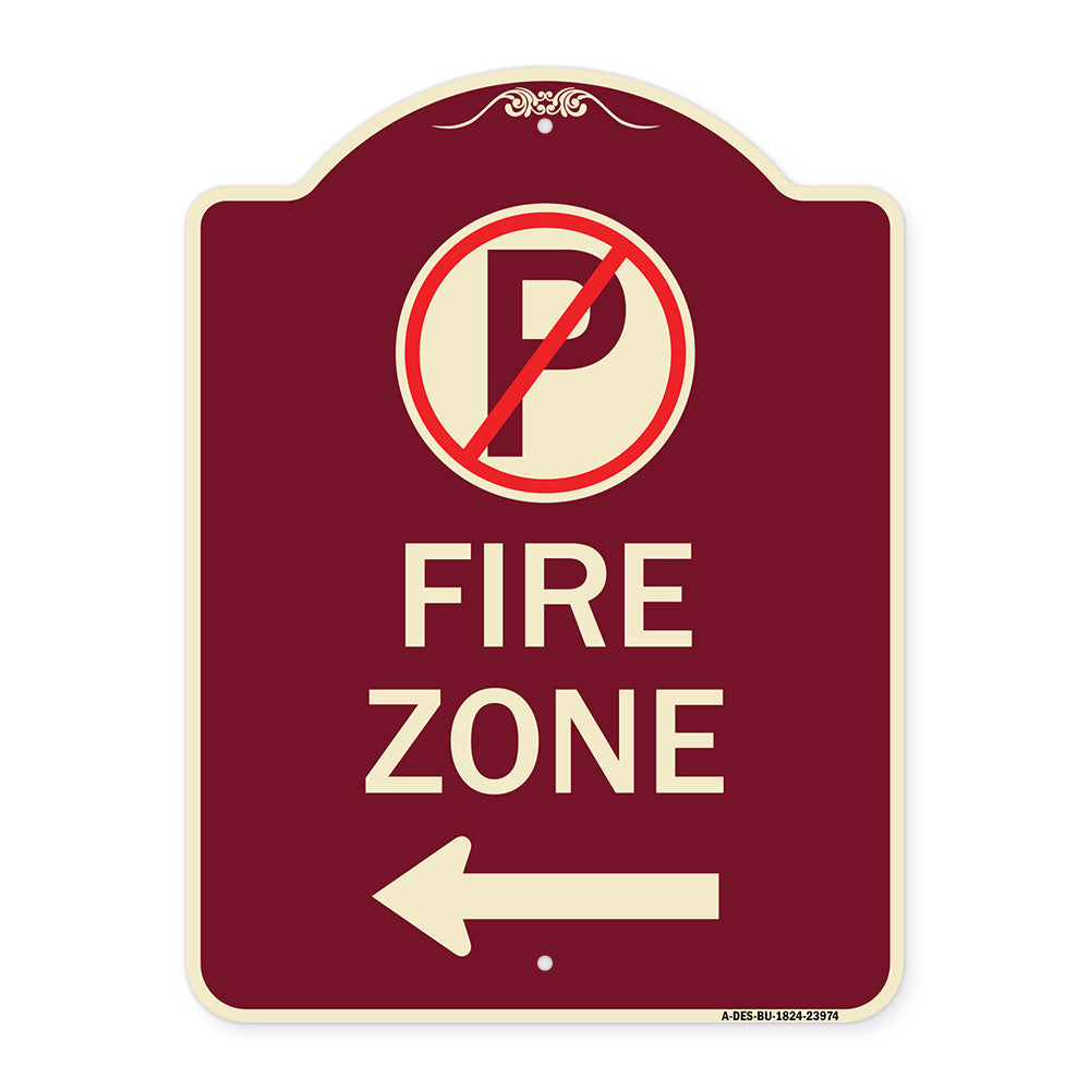 Fire Zone (No Parking Symbol and Left Arrow)