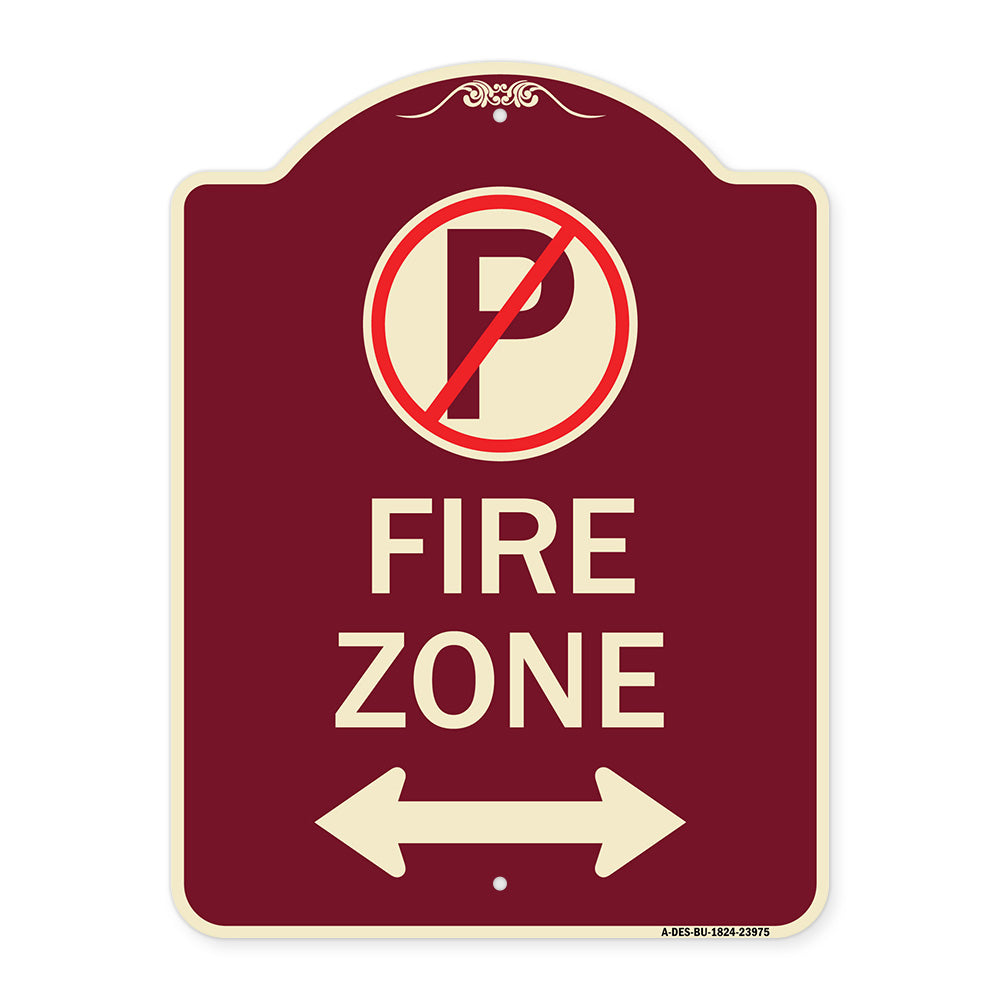 Fire Zone (No Parking Symbol and Arrow Pointing Left and Right)