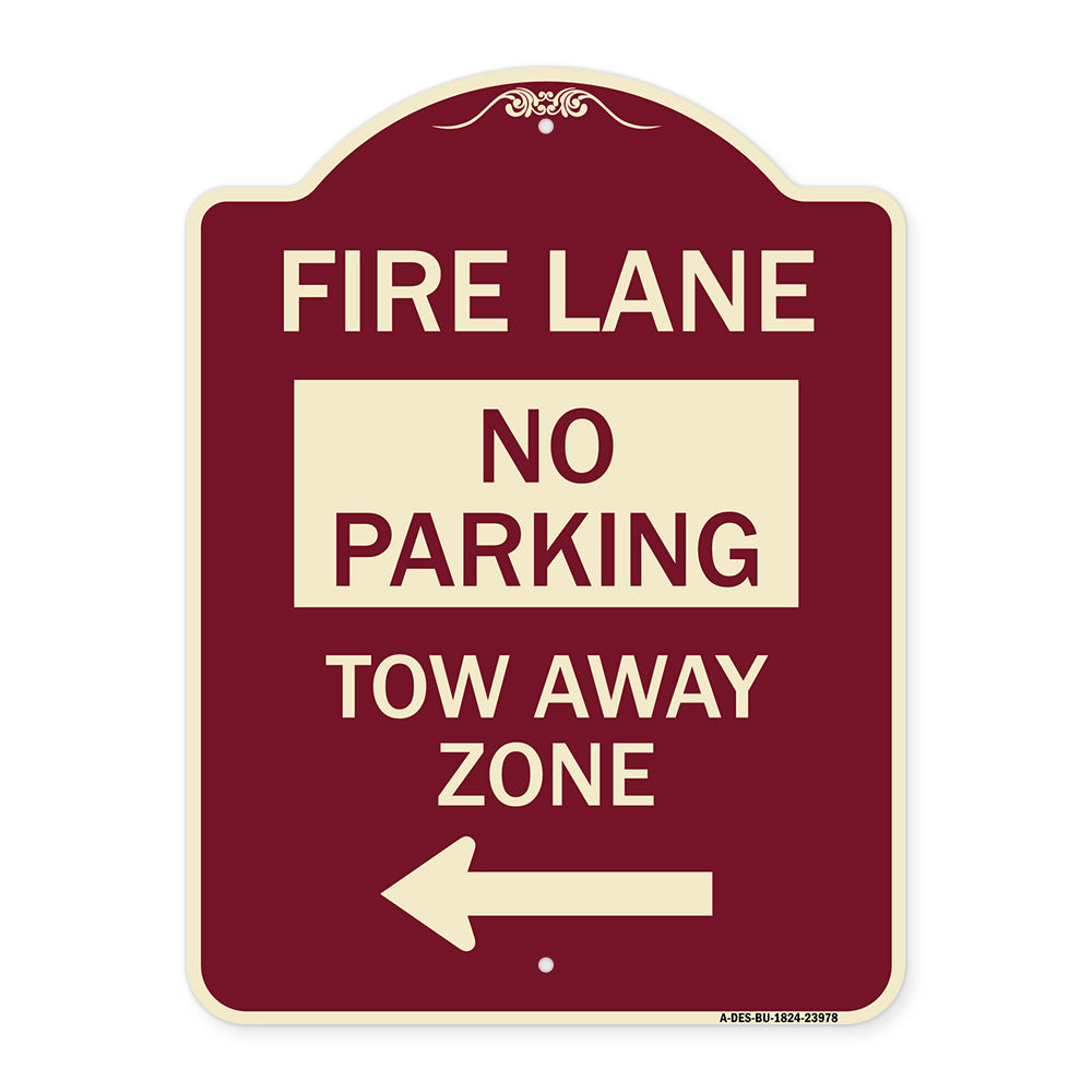 Fire Lane Tow-Away Zone with Left Arrow