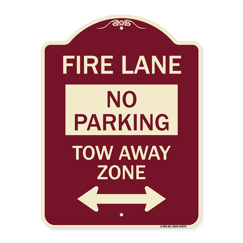 Fire Lane Tow-Away Zone with Bidirectional Arrow