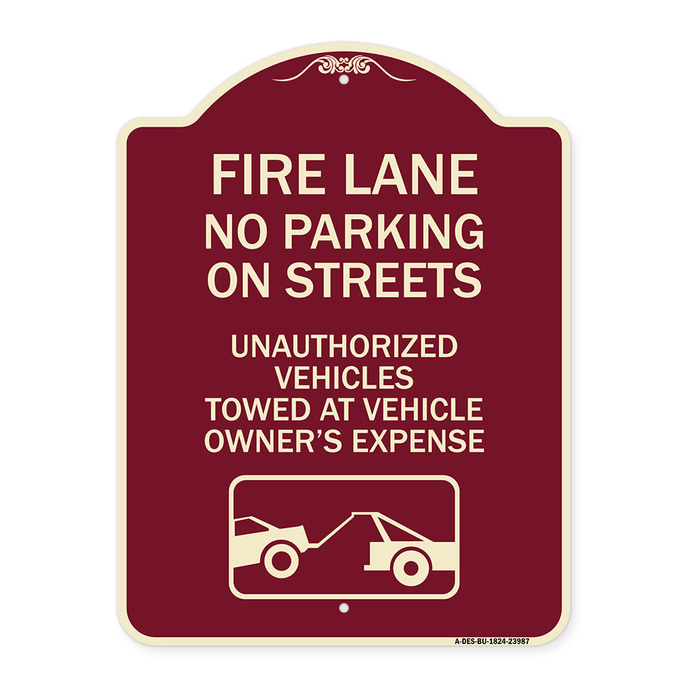 Fire Lanes No Parking on Streets Unauthorized Vehicles Towed at Owner Expense with Graphic