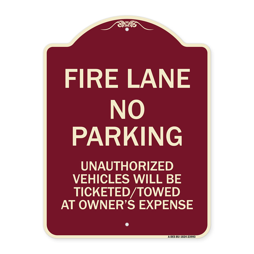 Fire Lane No Parking Unauthorized Vehicles Will Be Ticketed Towed at Owners Expense