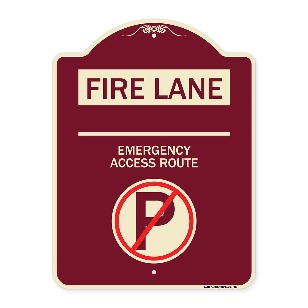 Fire Lane - Emergency Access Route (With No Parking Symbol)