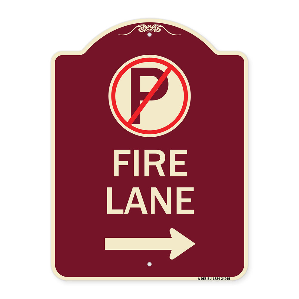 Fire Lane (No Parking Symbol and Right Arrow)