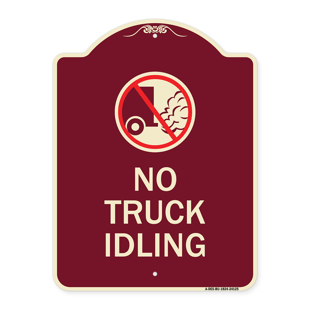 Driveway Sign No Truck Idling with Graphic