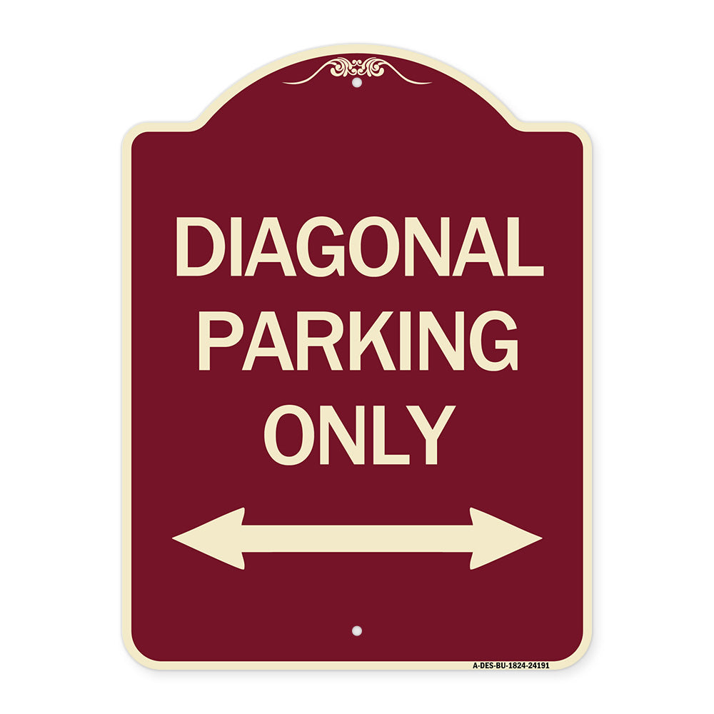 Diagonal Parking Only with Bidirectional Arrow