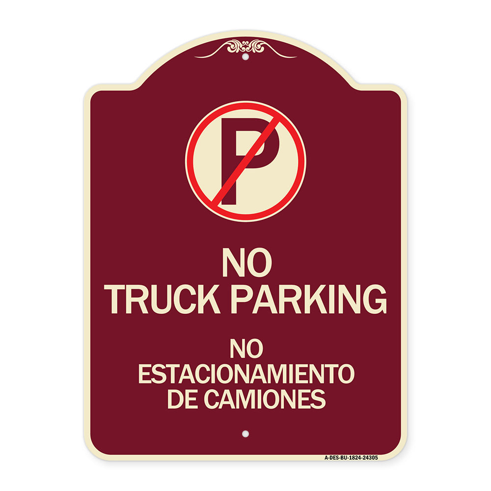 Bilingual No Parking Sign No Truck Parking No Estacionamiento De Camiones (With No Parking Symbol)