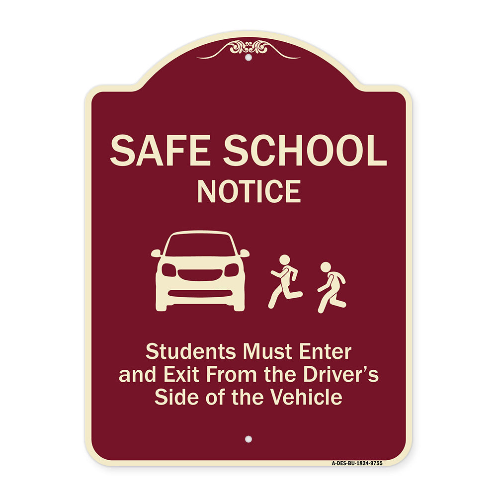 Safe School Notice Students Must Enter And Exit From Driver Side Of The Vehicle