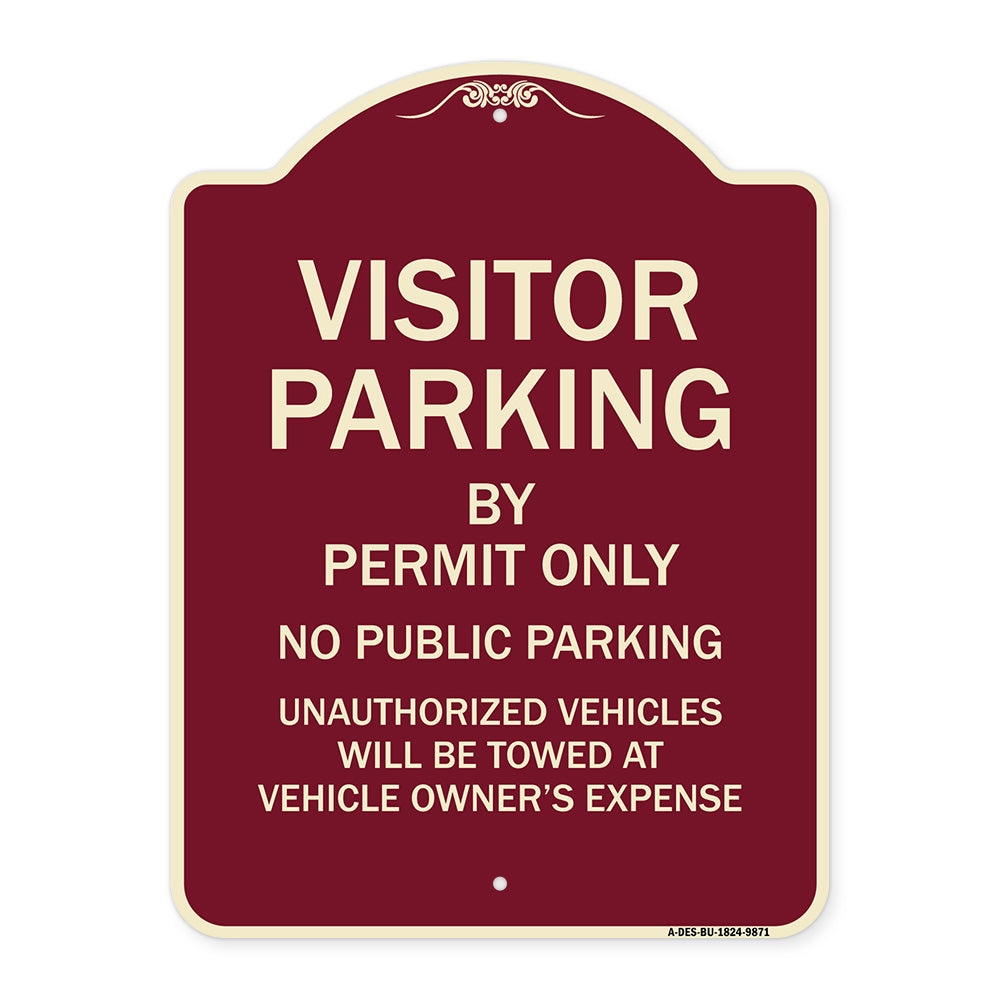 Visitor Parking By Permit Only No Public Parking Sign