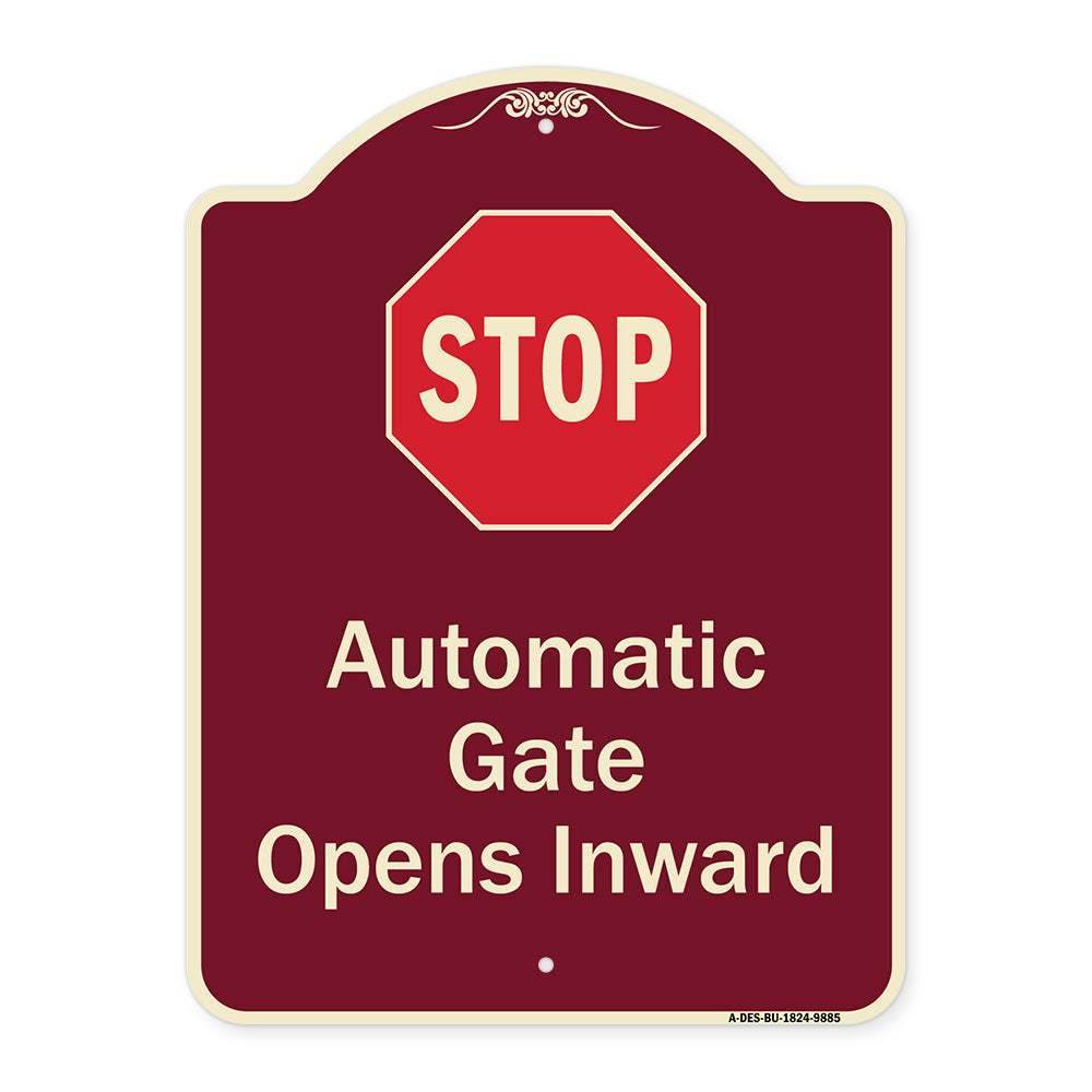 Stop, Automatic Gate, Opens Inward With Symbol