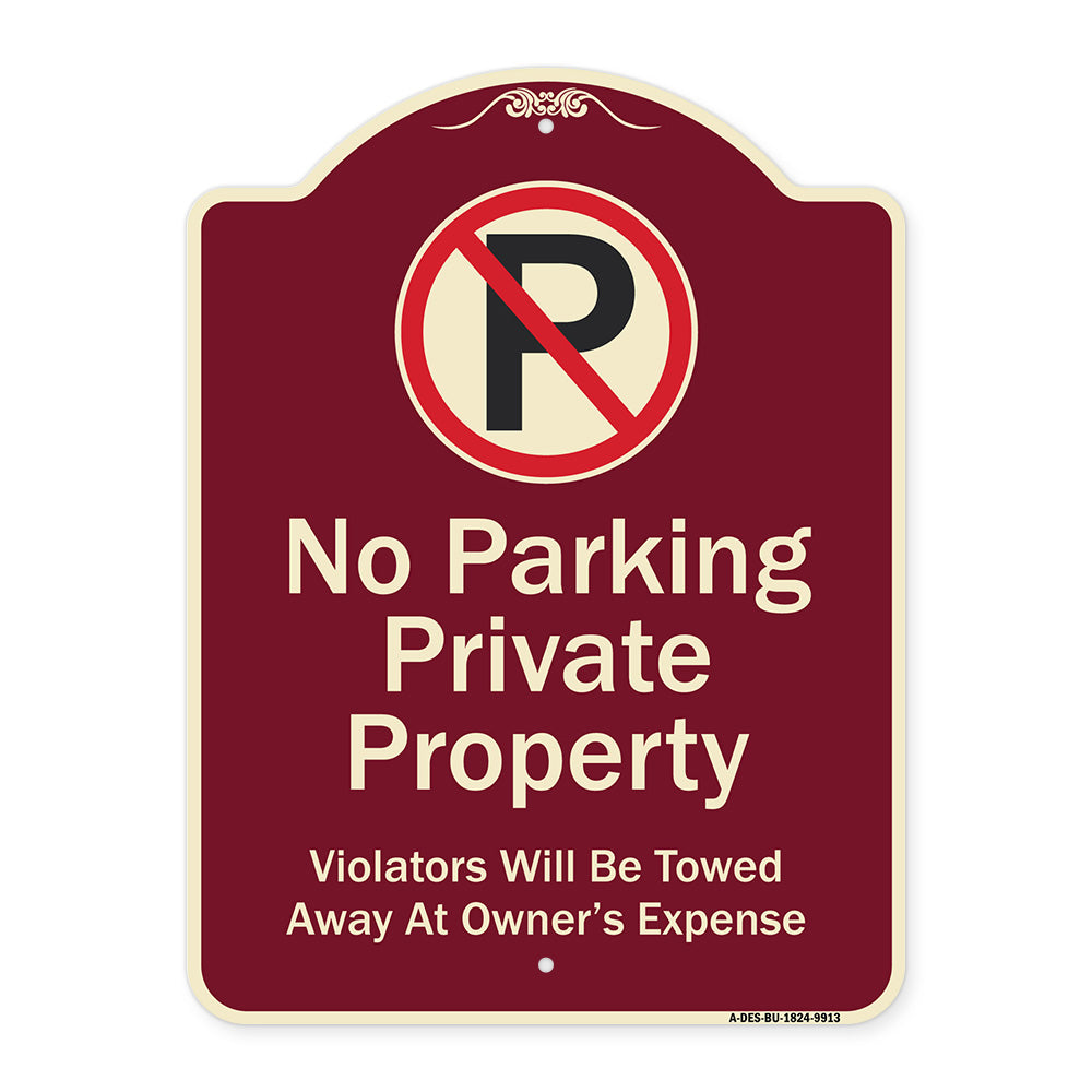 Private Property Violators Towed Away At Owner Expense With No Parking Symbol