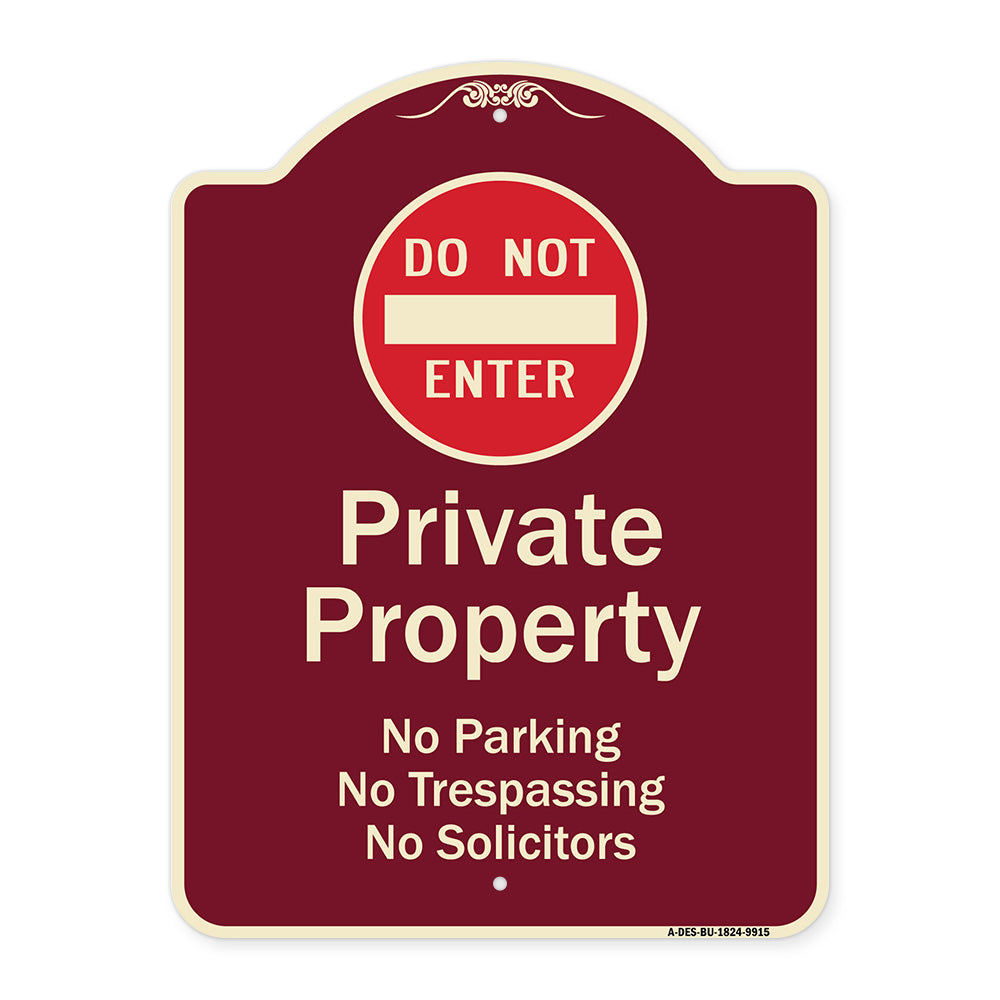 Private Property No Parking Trespassing Or Solicitors With Do Not Enter Symbol