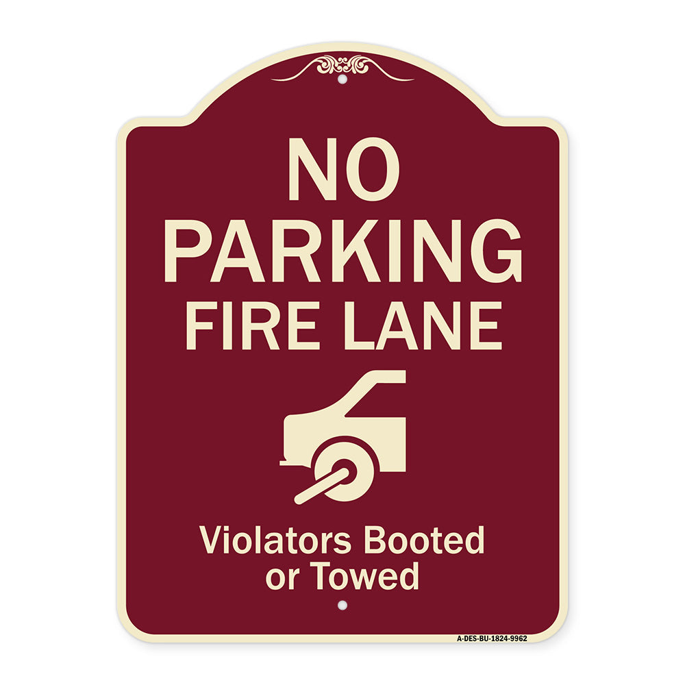 No Parking Fire Lane (With Graphic) Violators Booted Or Towed