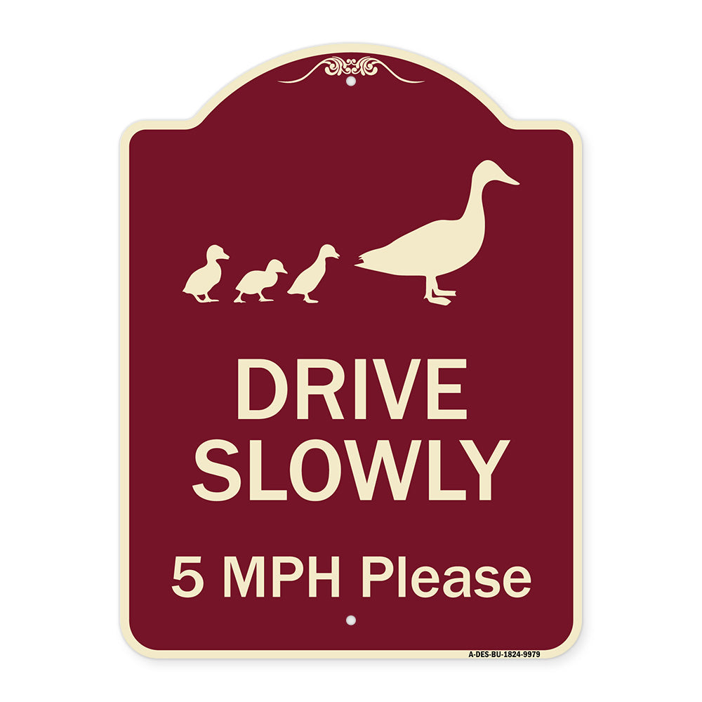 Drive Slowly 5 Mph Please With Duck And Ducklings Walking Graphic