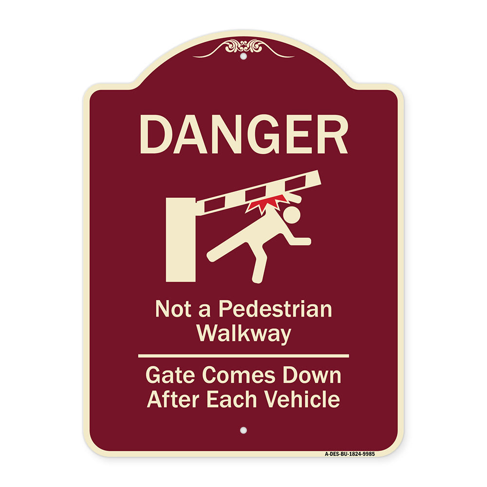 Danger Not A Pedestrian Walkway Gate Comes Down After Each Vehicle