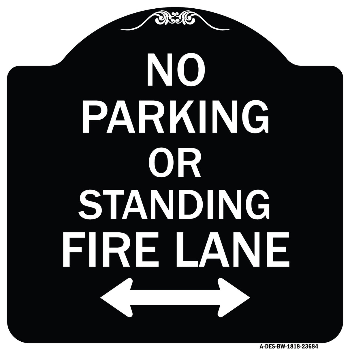 No Parking or Standing Fire Lane (With Bidirectional Arrow)