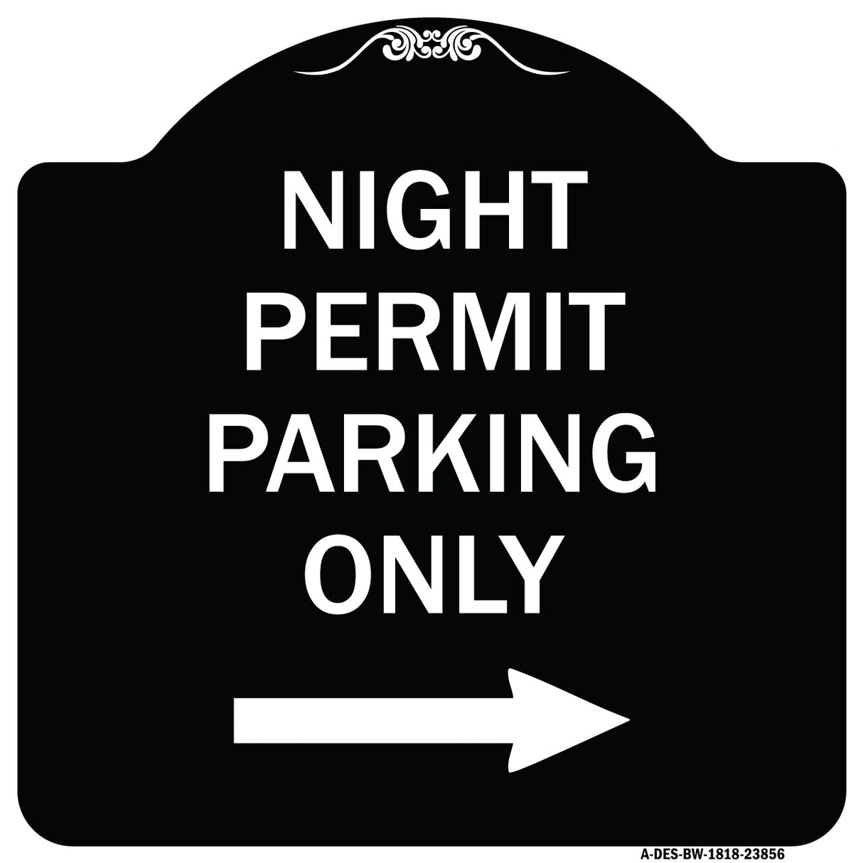 Night Permit Parking Only (With Right Arrow)
