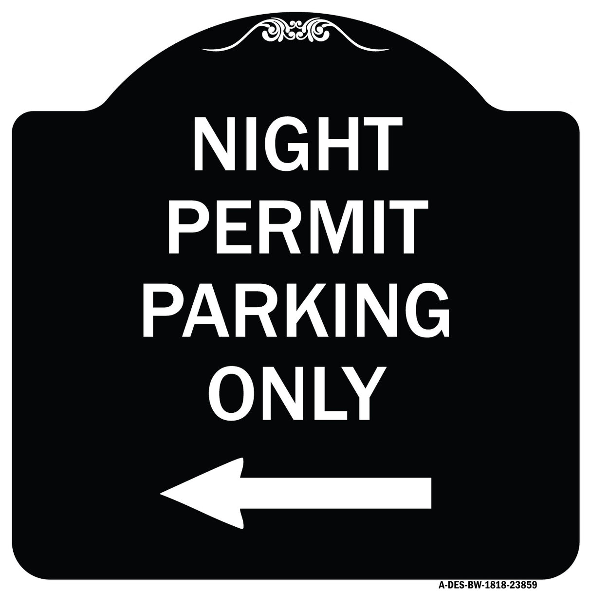 Night Permit Parking Only (With Left Arrow)