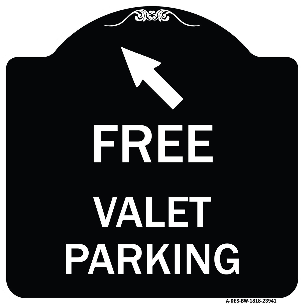 Free Valet Parking with Upper Left Arrow