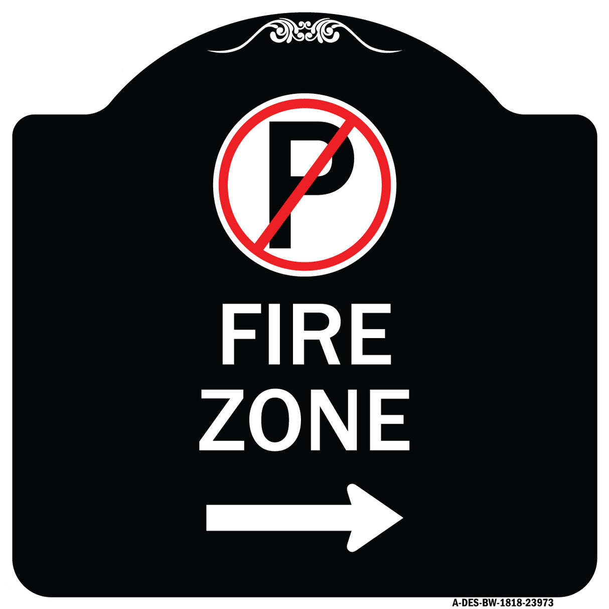 Fire Zone (No Parking Symbol and Right Arrow)