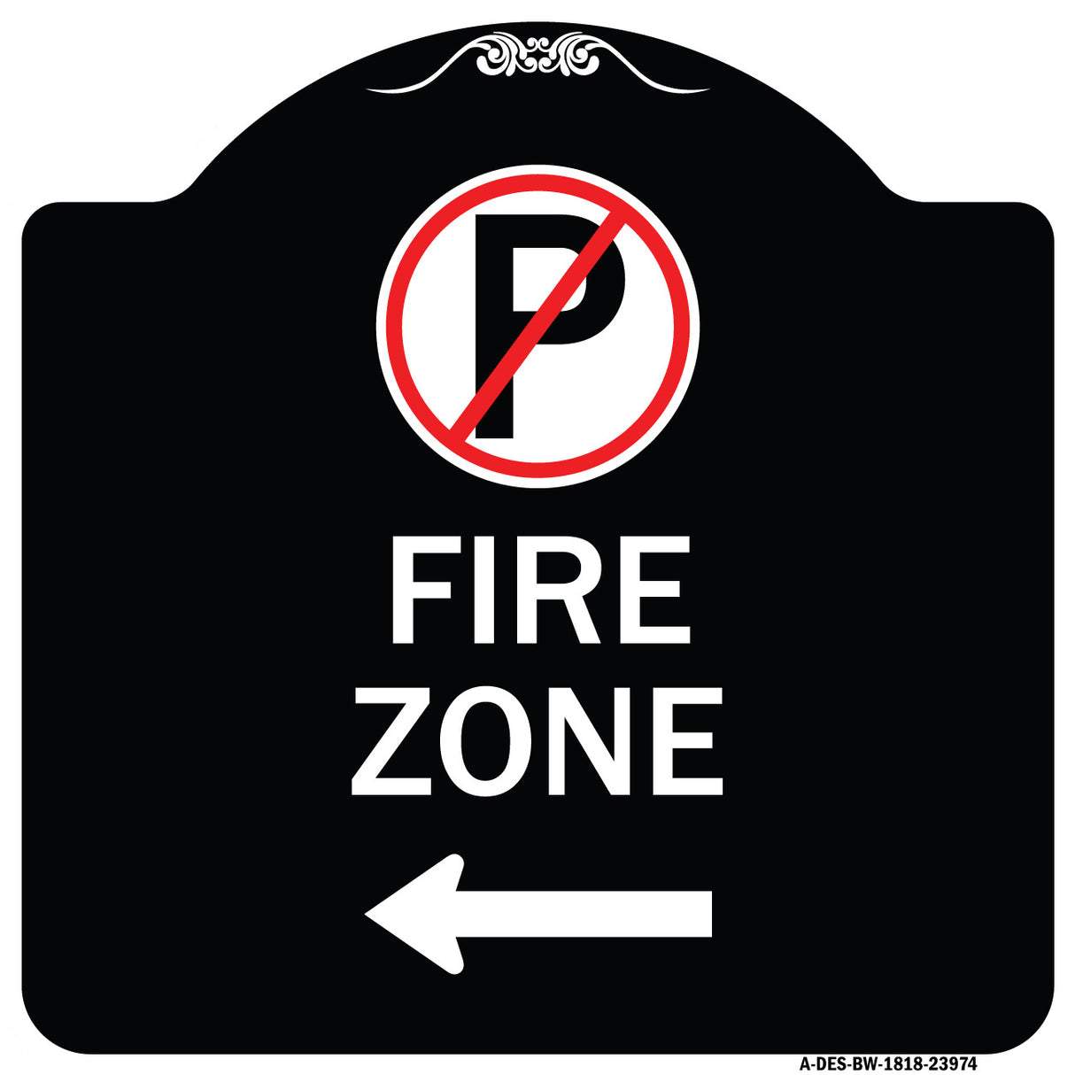 Fire Zone (No Parking Symbol and Left Arrow)