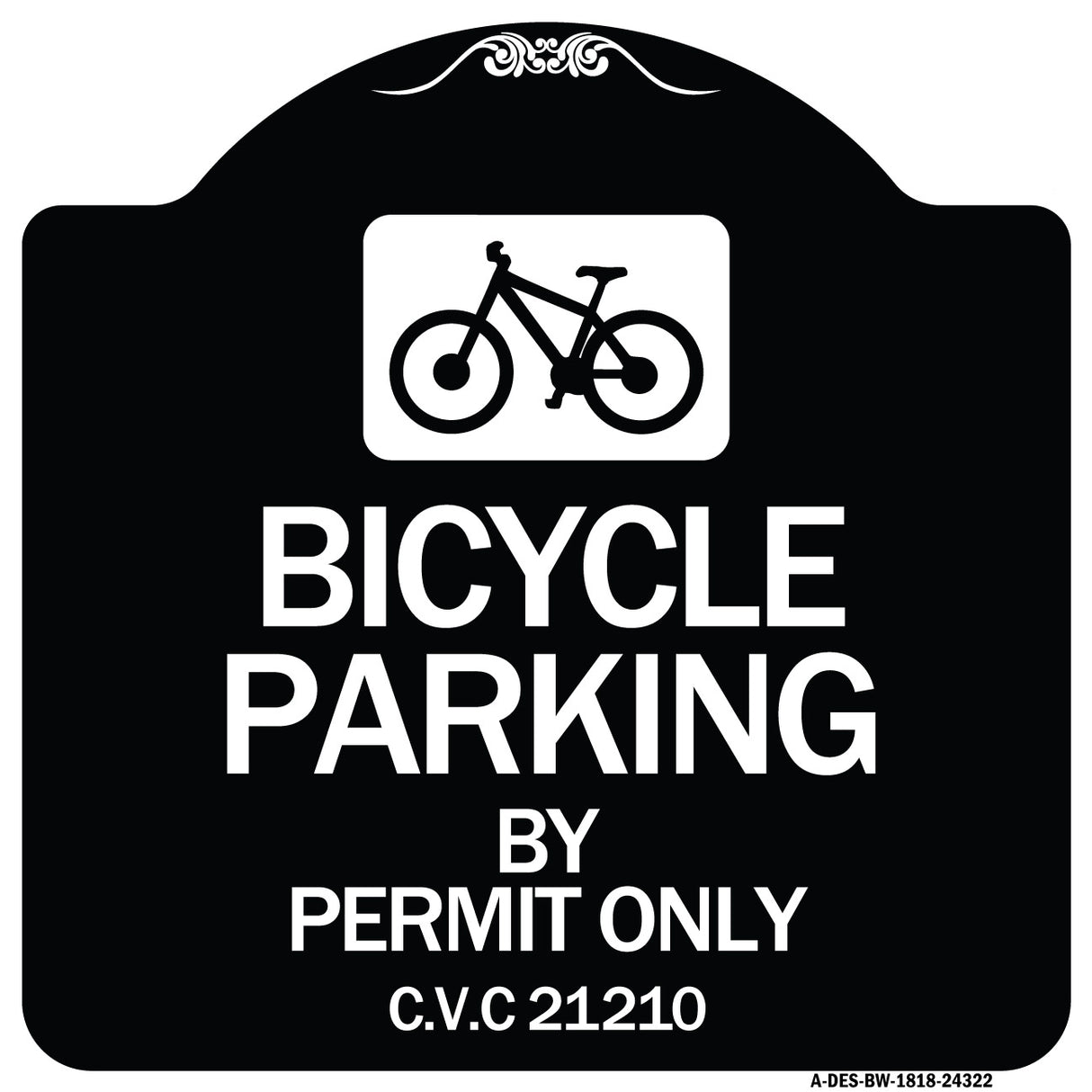 Bicycle Parking by Permit Only C.V.S. 21210 (With Bicycle Graphic)