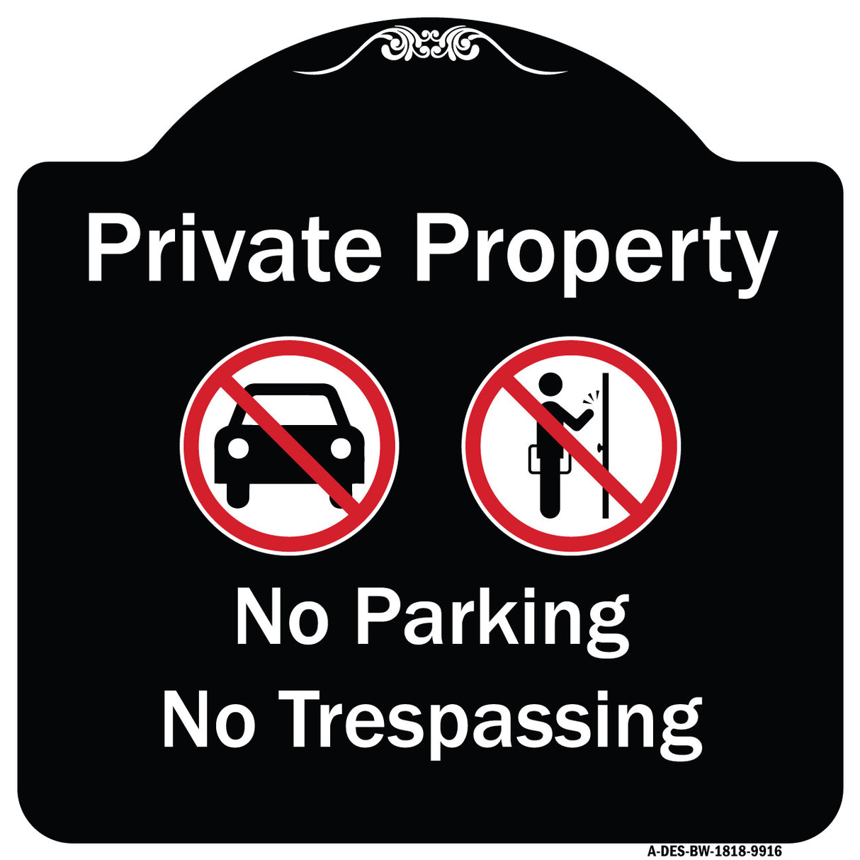 Private Property No Parking Or Trespassing With Symbols