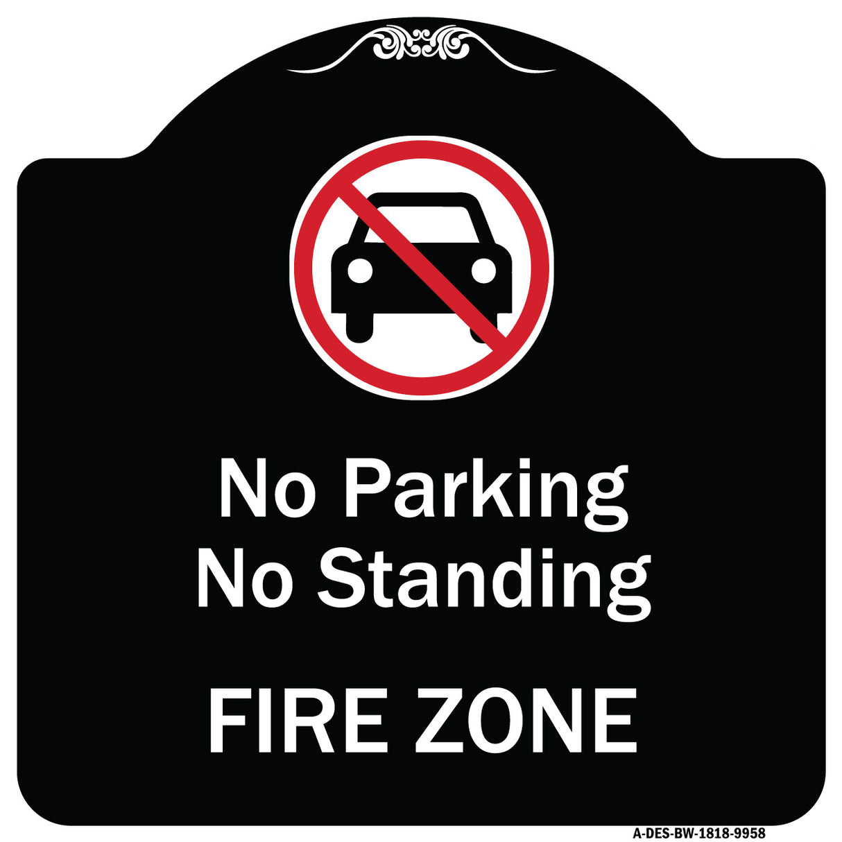 No Parking Or Standing, Fire Zone With Graphic