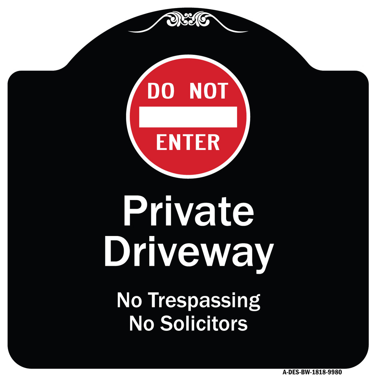Do Not Enter Private Driveway No Trespassing Or Solicitors With Symbol