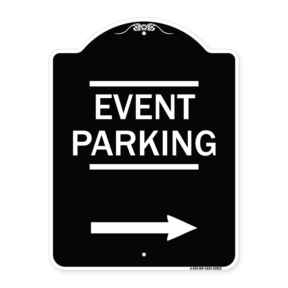 Thanks for Coming Turn Right for Exit Event Parking with Right Arrow