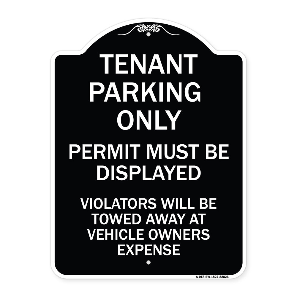 Tenant Parking Only Display Permit Violators Towed at Owner Expense