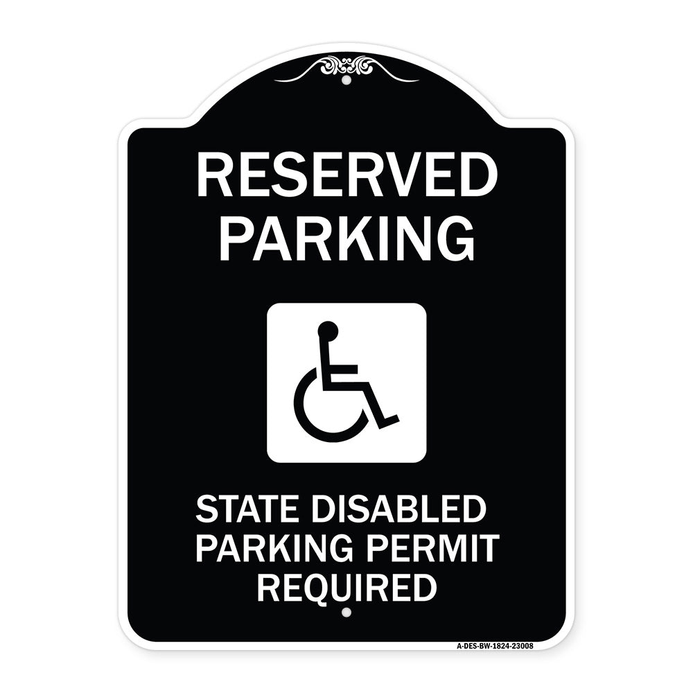 Reserved Parking State Disabled Parking Permit Required (Handicapped Symbol)