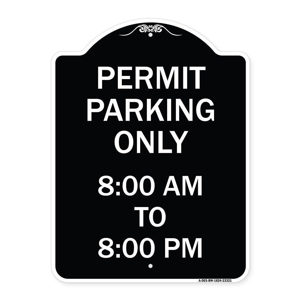 Permit Parking Only 8-00 Am to 8-00 Pm