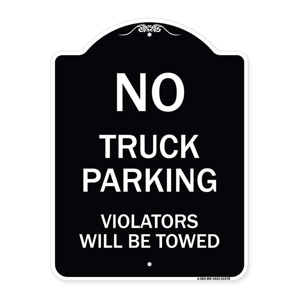 Parking Restriction Sign No Truck Parking Violators Will Be Towed