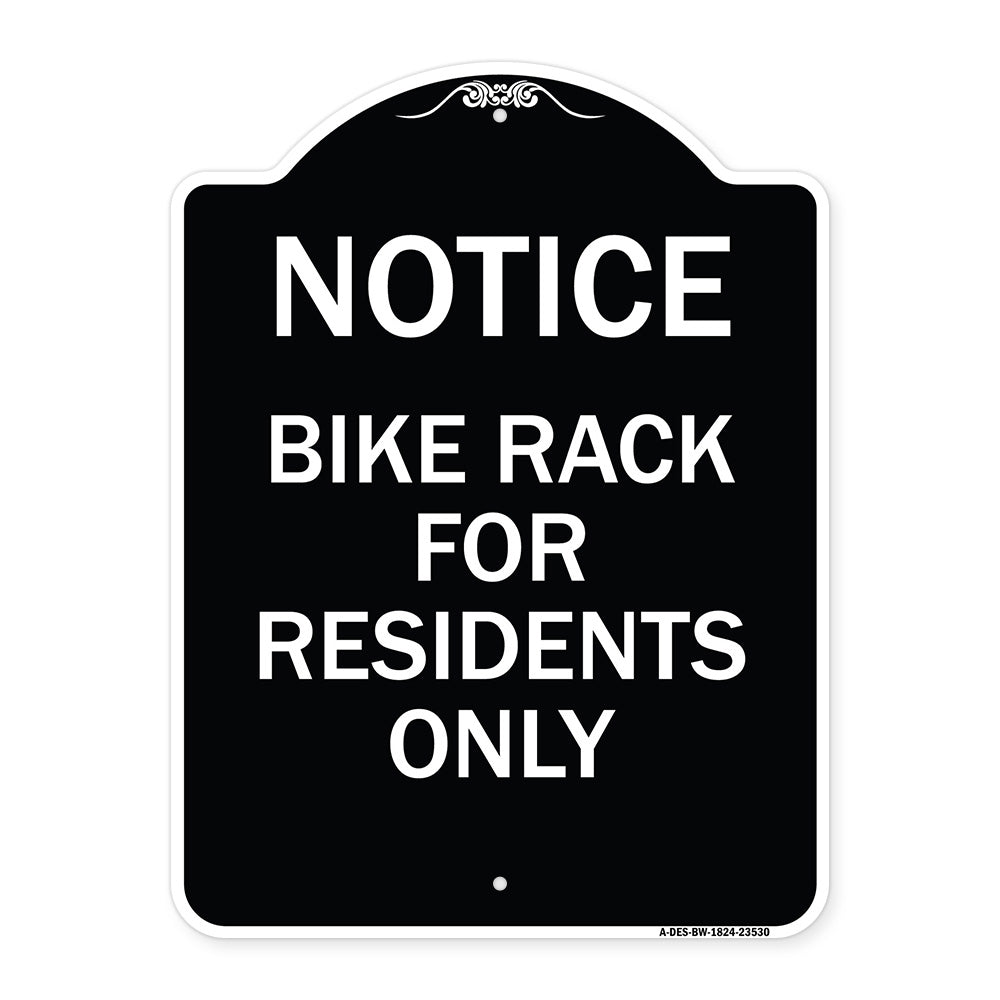Notice Sign Bike Rack for Residents Only