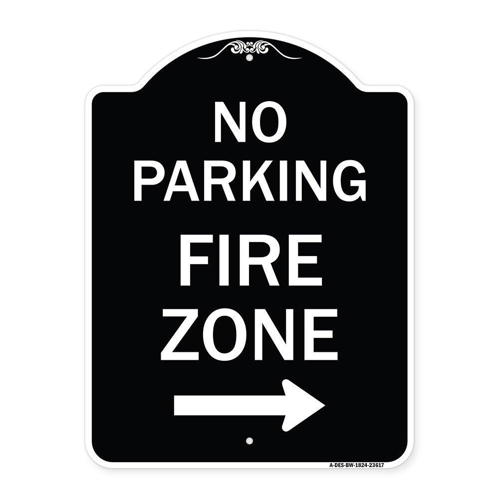 No Parking Fire Zone with Right Arrow