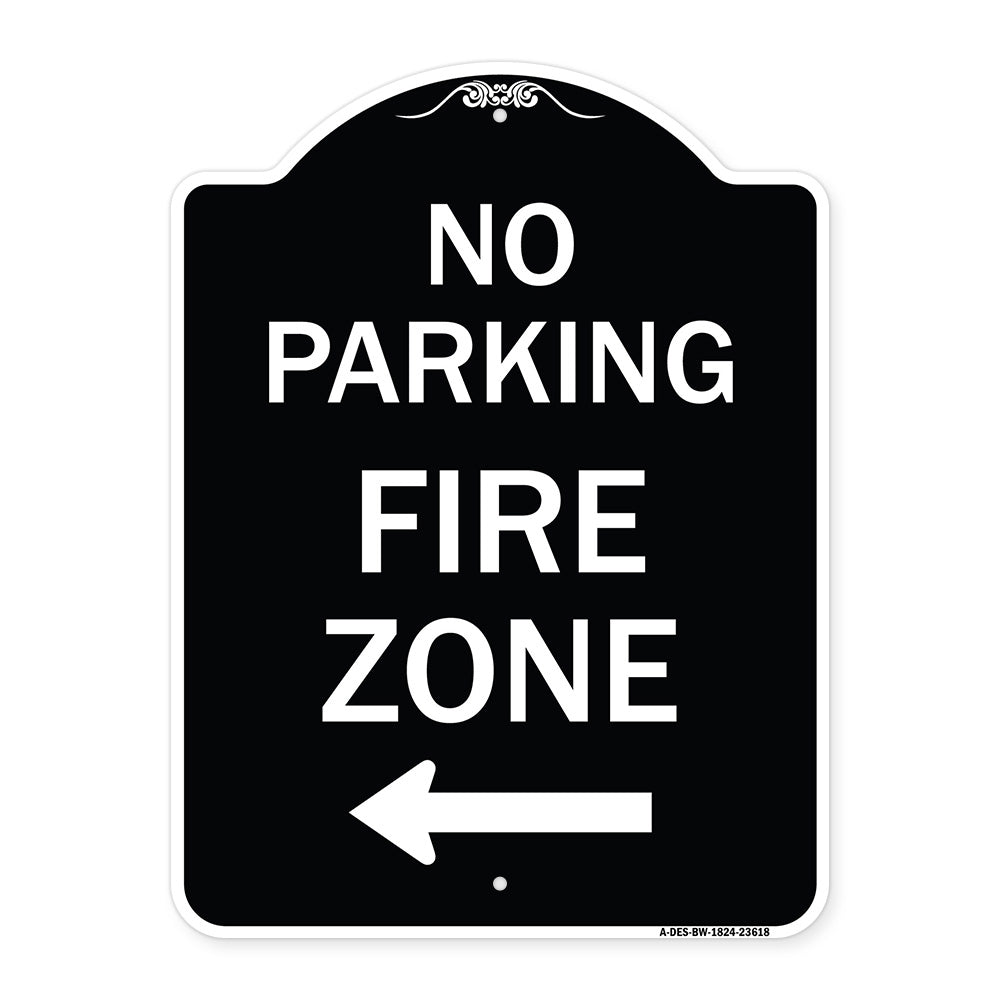 No Parking Fire Zone with Left Arrow