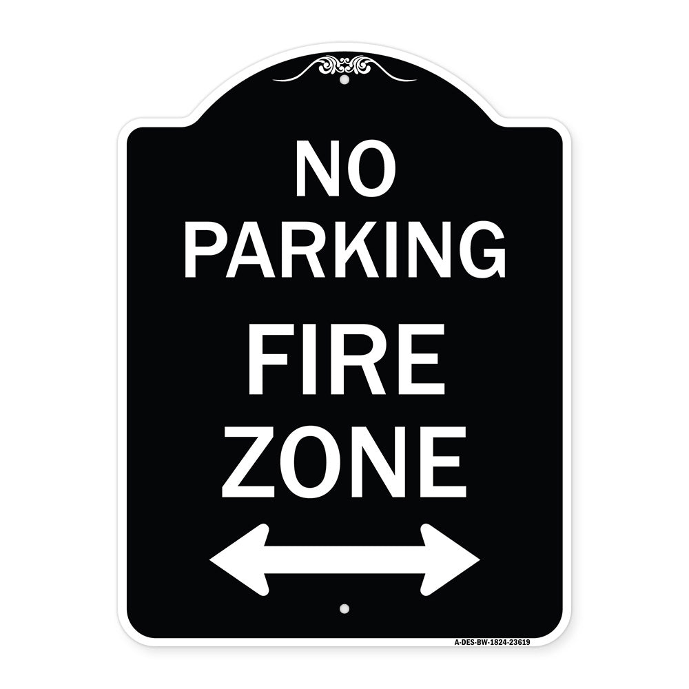 No Parking Fire Zone with Bidirectional Arrow