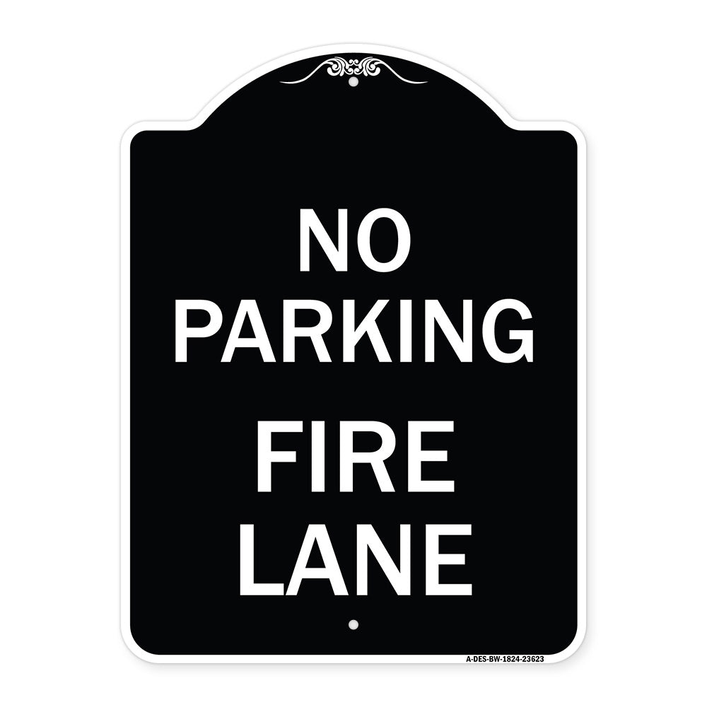 No Parking Fire Lane with Striped Border