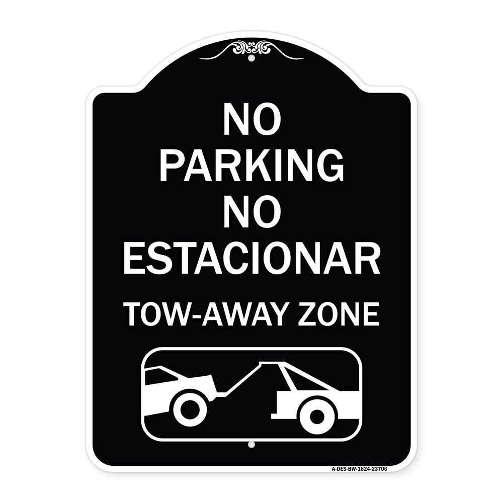 No Parking No Estacionar Tow Away Zone (With Graphic) Directional Arrow) Tacionamiento Zona De Cargamento