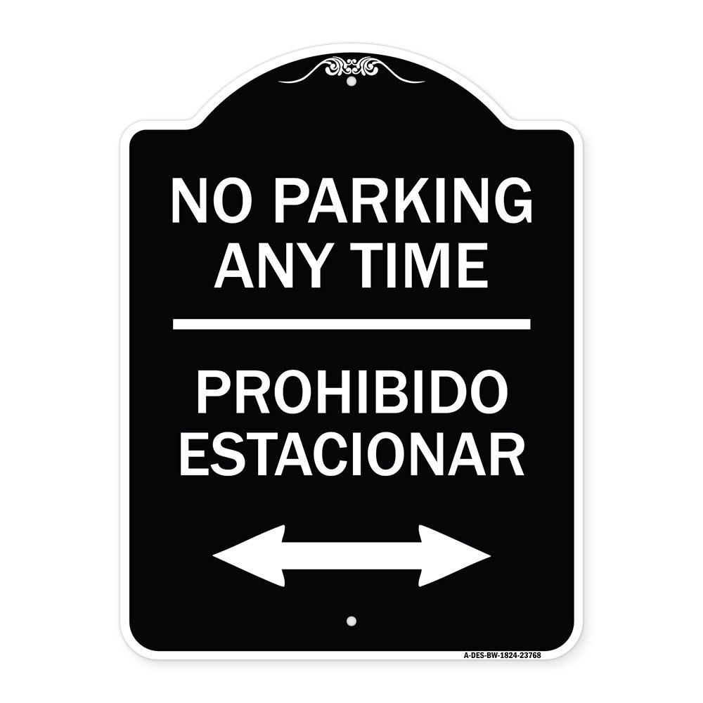 No Parking Anytime Prohibido Estacionar (With Bidirectional Arrow)