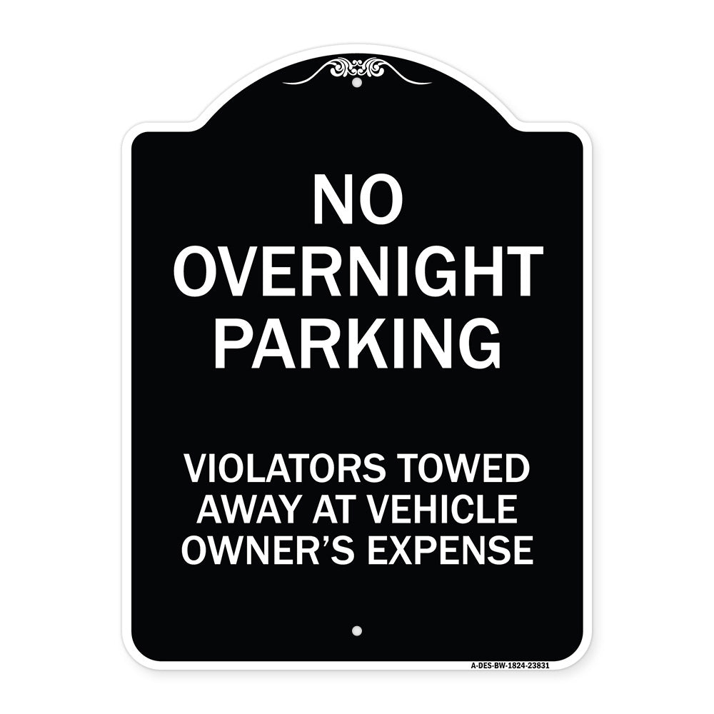 No Overnight Parking Violators Towed Away at Vehicle Owner's Expense