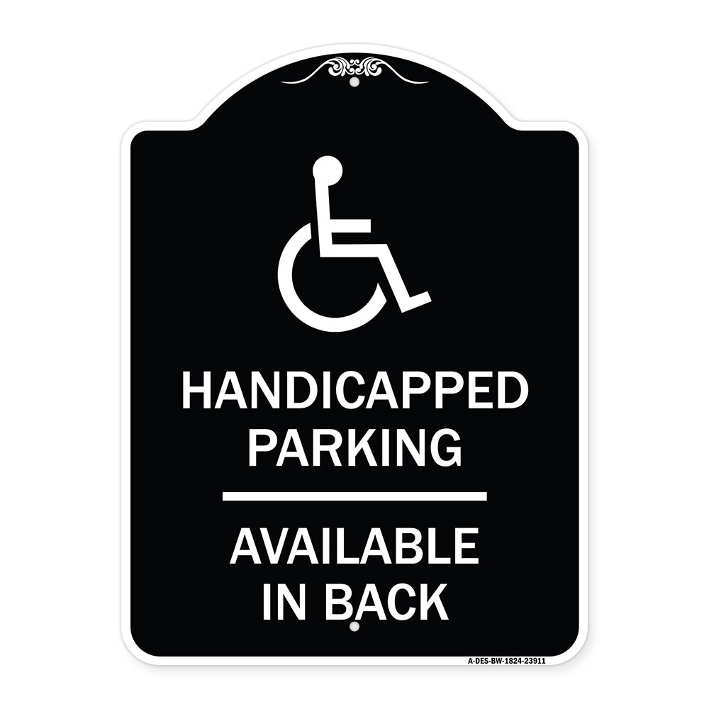 Handicapped Parking Available in Back with Graphic