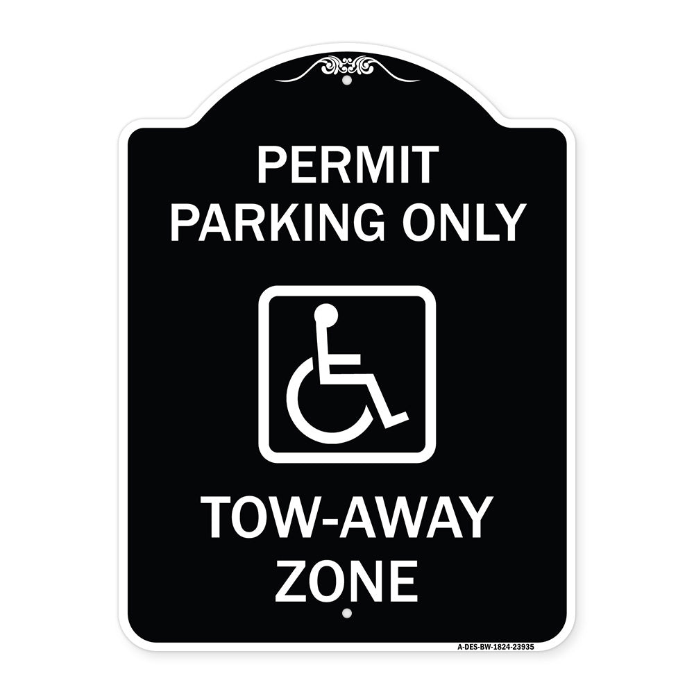 Georgia ADA Handicapped Parking Sign Accessible Permit Parking Only Tow-Away Zone with Symbol