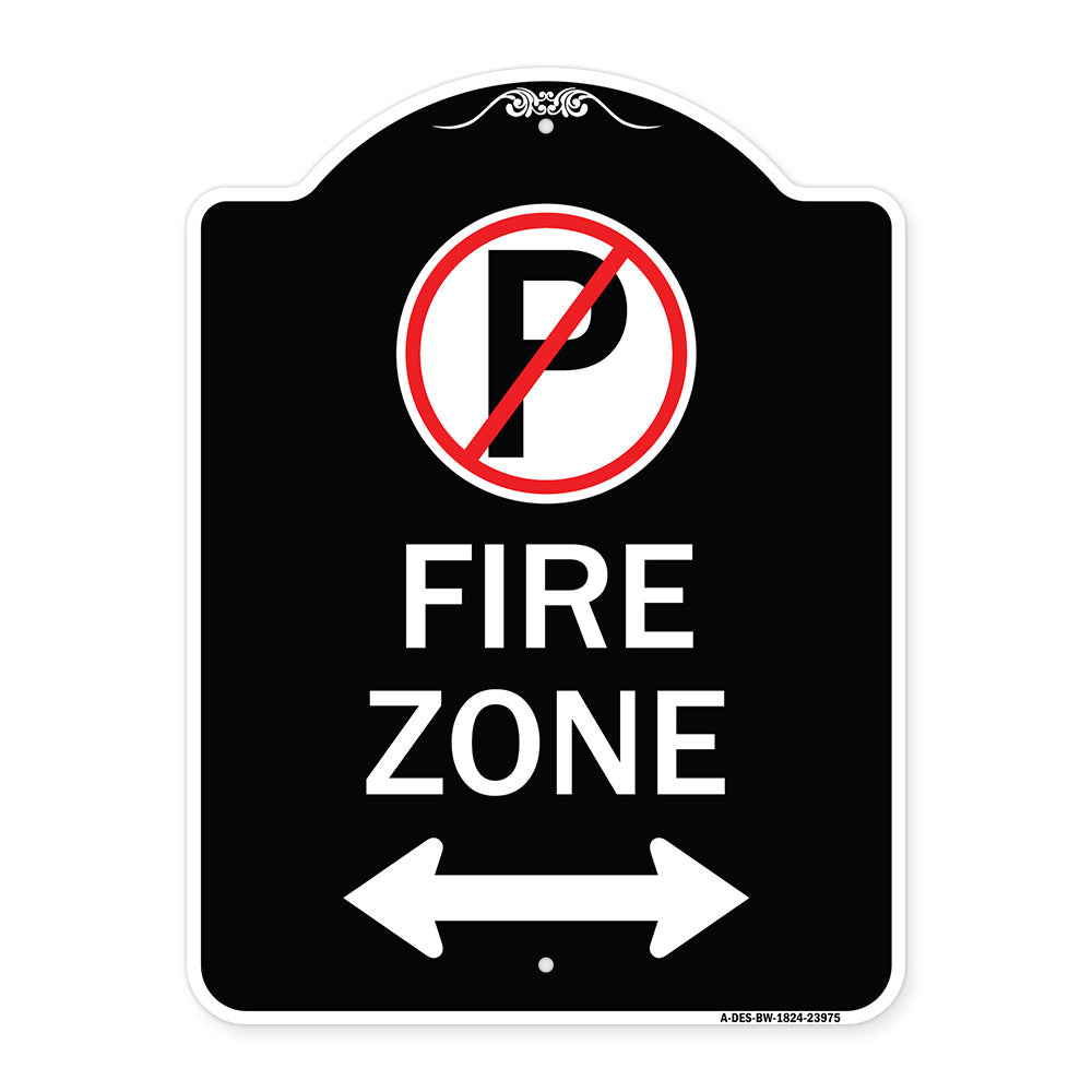 Fire Zone (No Parking Symbol and Arrow Pointing Left and Right)